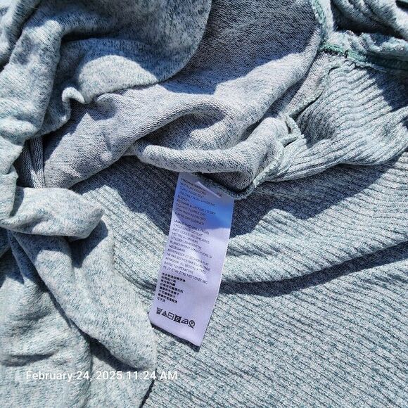 Anthropologie Saturday Sunday Women Small Sweater Green Marled Cinch Tie Sleeves - Picture 5 of 11